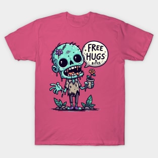 Free hugs and bites - plant lover zombie T-Shirt